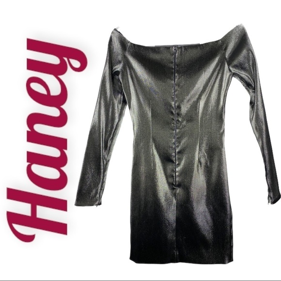 NWT Haney “Megan” Metallic Off-Shoulder Cocktail Dress Old Hollywood Glam Size 4 - Picture 9 of 15